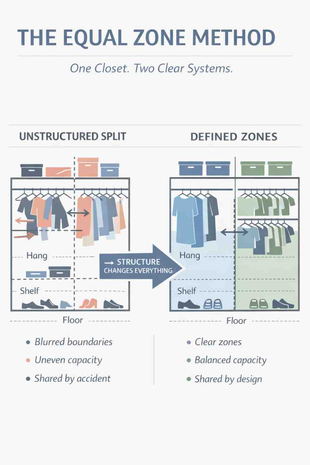 How to Divide One Small Closet Between Two People