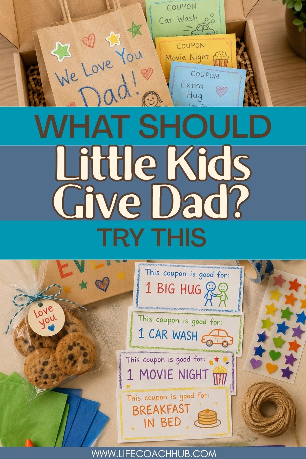 Handmade Coupon and Treat Gift Bag for Younger Kids to Give Dad